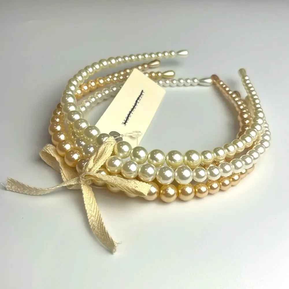 ANTHROPOLOGIE • Faux Pearl 4pc Headband Set
